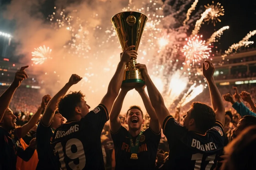 球队举杯庆祝冠军
